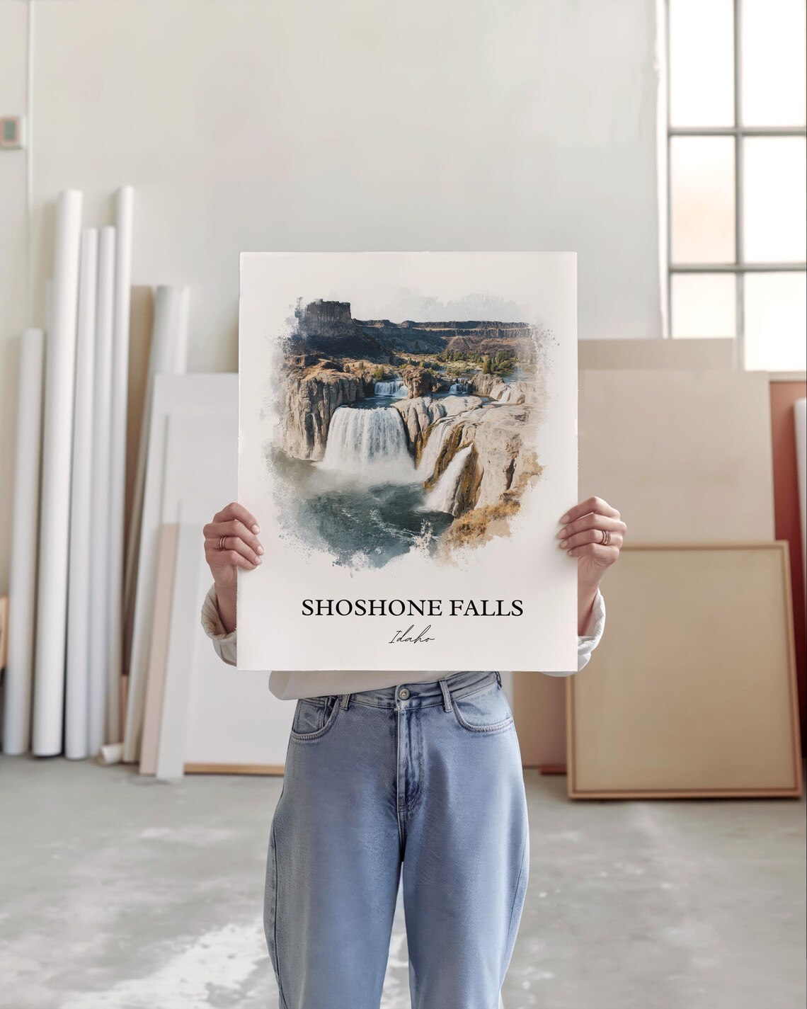 Shoshone Falls Idaho Snake River Canyon Waterfall Watercolor Poster - Image 3