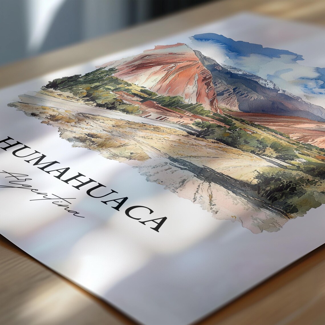 Humahuaca Argentina Red Rock Canyon Valley Village Watercolor Poster - Image 6