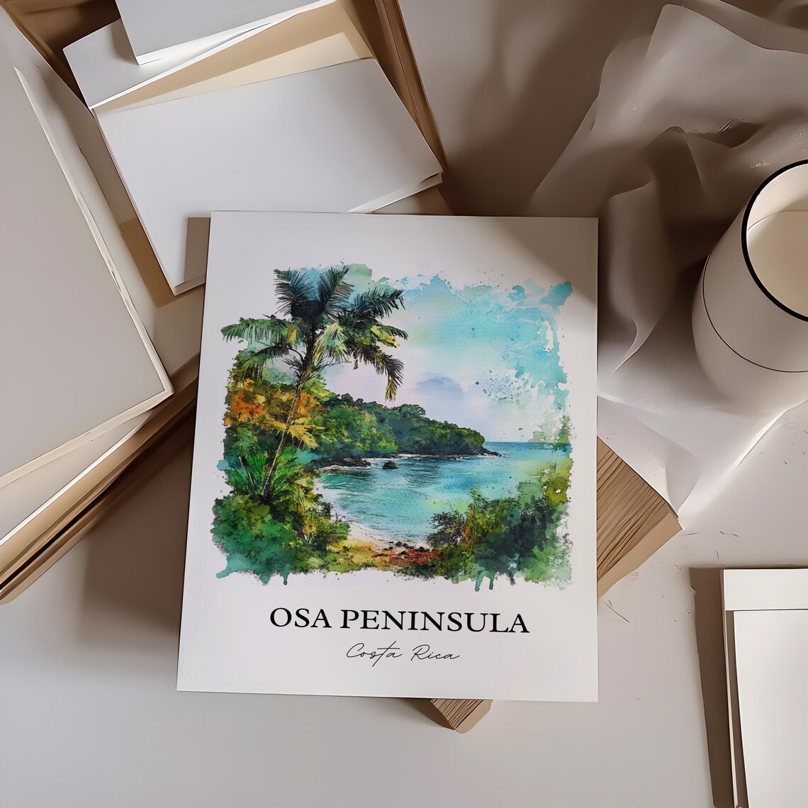 Osa Peninsula Costa Rica Wild Jungle Coast Watercolor Poster - Image 4