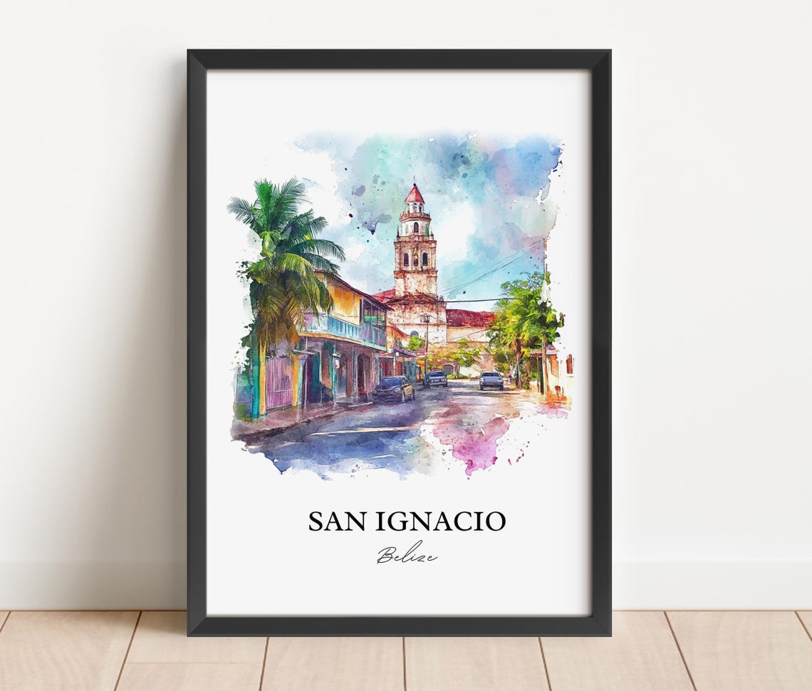 San Ignacio Wall Art Belize Print Watercolor Gift Travel Poster Housewarming - Image 2