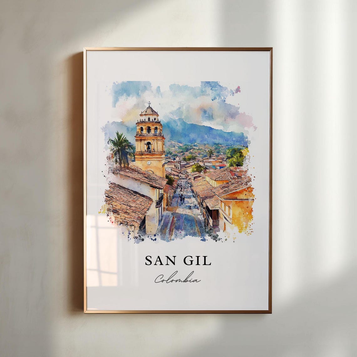 San Gil Colombia Wall Art Print Watercolor Gift Travel Poster Housewarming