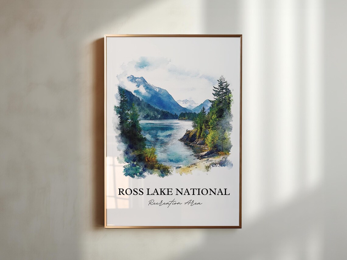 Ross Lake National Recreation Area Alpine Lake Watercolor Poster - Image 5