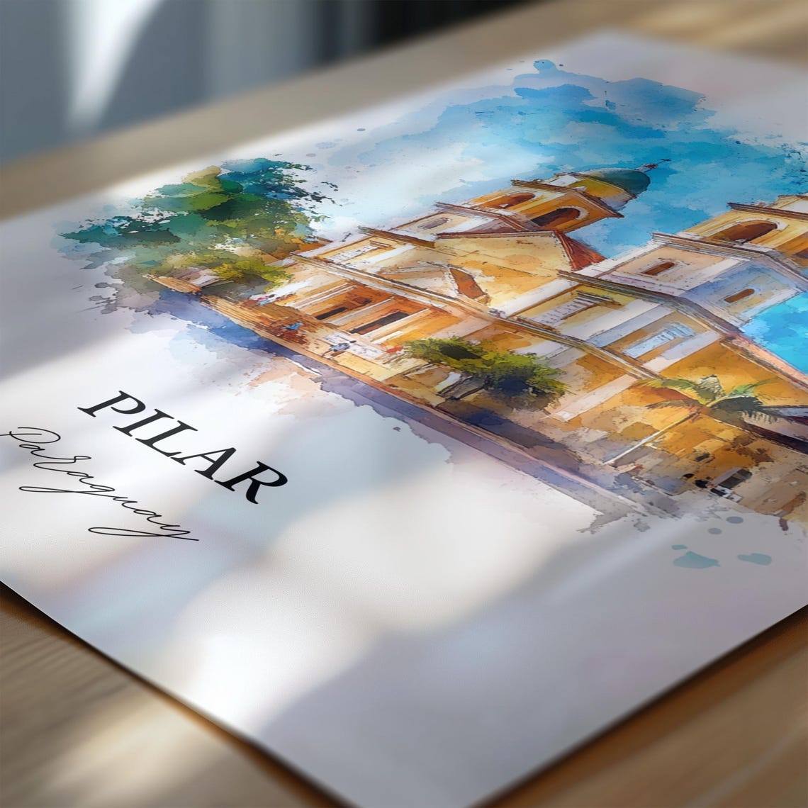 Pilar Paraguay Wall Art Paraguayan Print Watercolor Gift Travel Poster Housewarming - Image 7