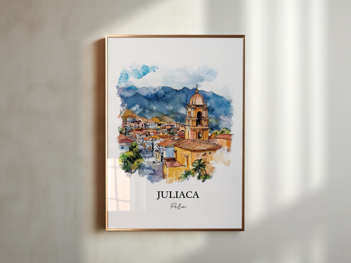 Juliaca Peru Watercolor Domed Church Tower Altiplano Town Poster - Image 2