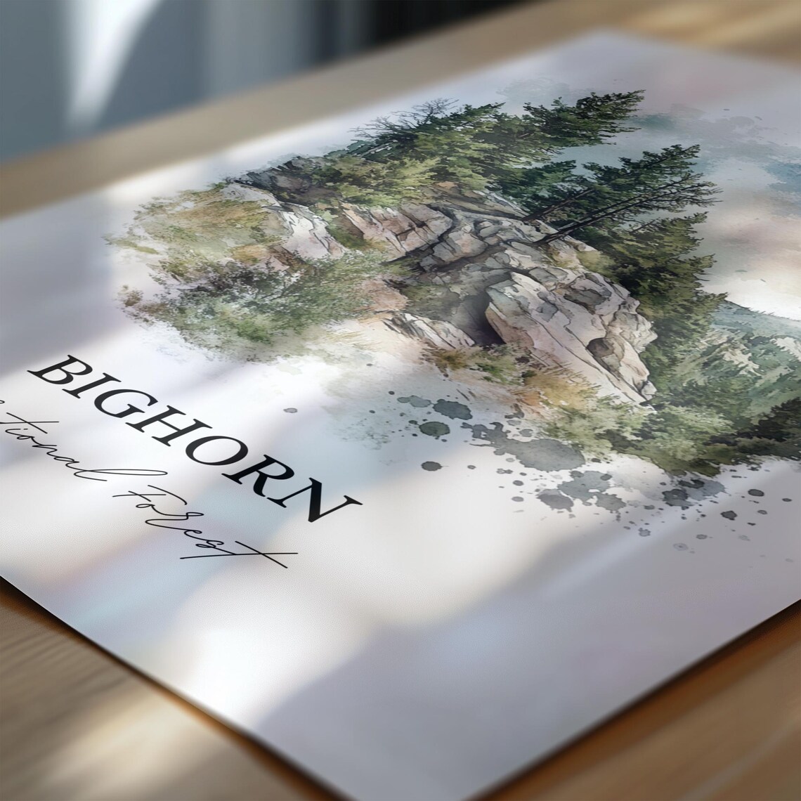 Bighorn National Forest Rocky Ridge Watercolor Mountain Poster - Image 6