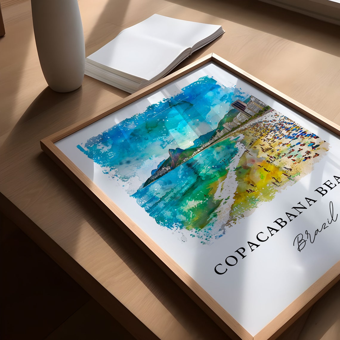 Copacabana Beach Art Print Watercolor Rio De Janeiro Gift Travel Poster Housewarming - Image 5