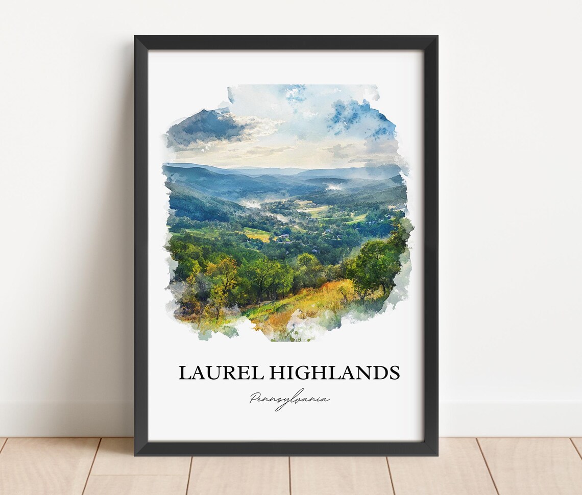 Laurel Highlands Pennsylvania Watercolor Mountain Valley Poster - Image 5