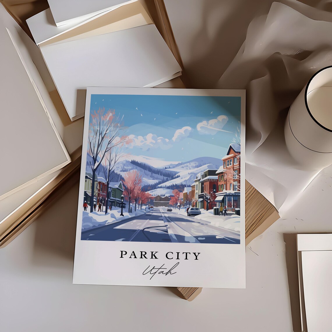 Park City Utah Snowy Main Street Winter Ski Resort Travel Poster - Image 6