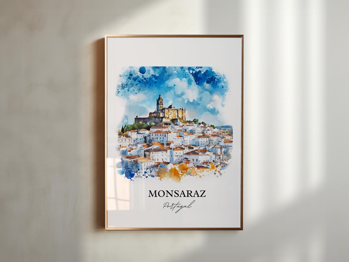 Monsaraz Portugal Alentejo Hilltop Village Watercolor Poster - Image 5