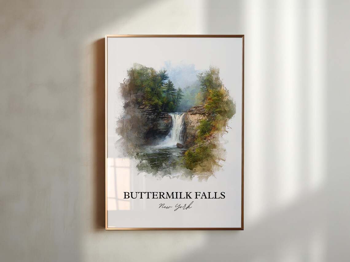 Buttermilk Falls New York Finger Lakes Region Waterfall Travel Poster - Image 5