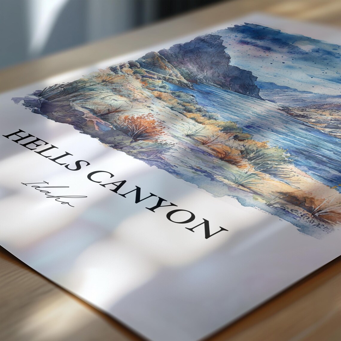 Hells Canyon Idaho River Gorge Watercolor Canyon Landscape Poster - Image 5