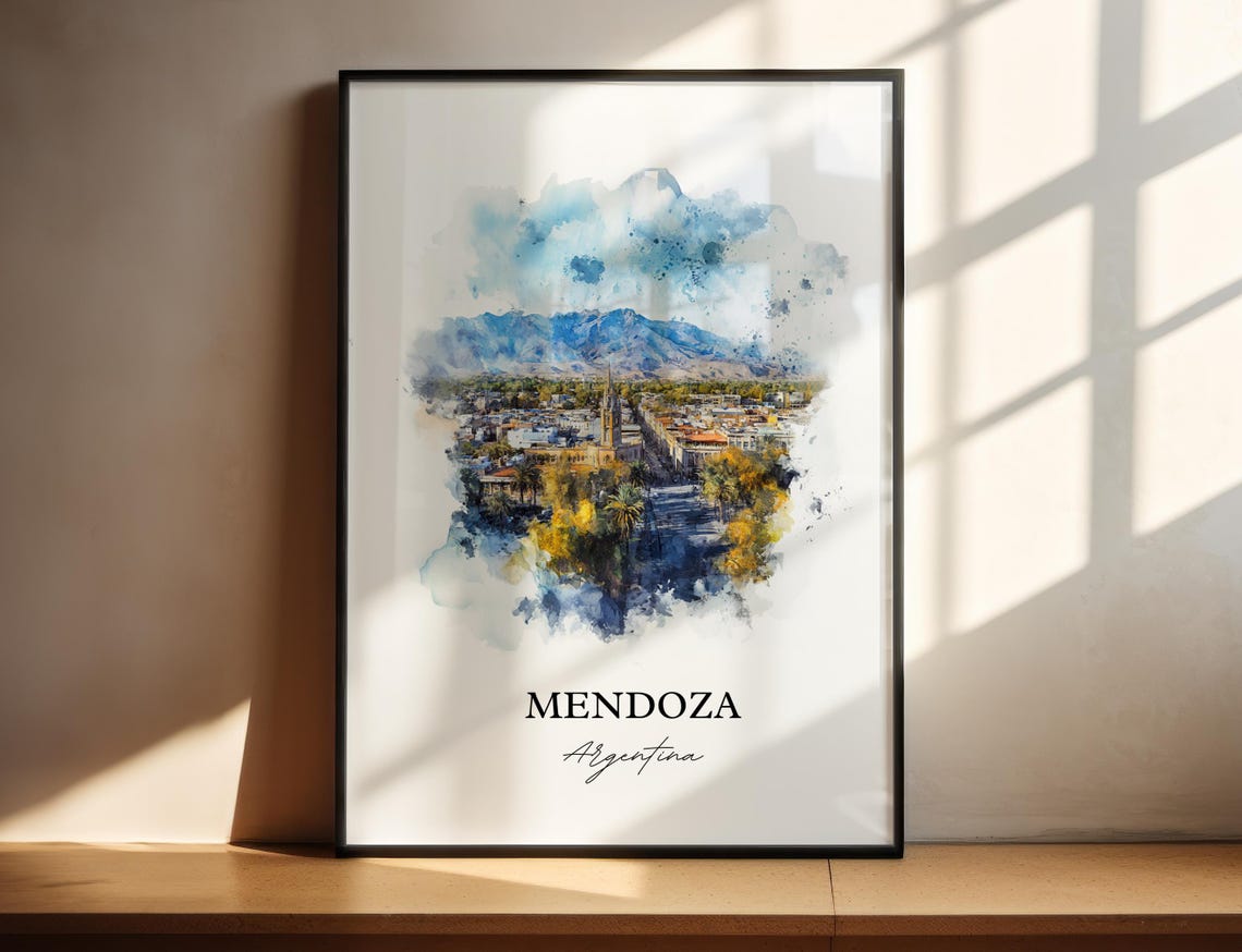 Mendoza Argentina Wall Art Print Watercolor Gift Travel Poster Housewarming