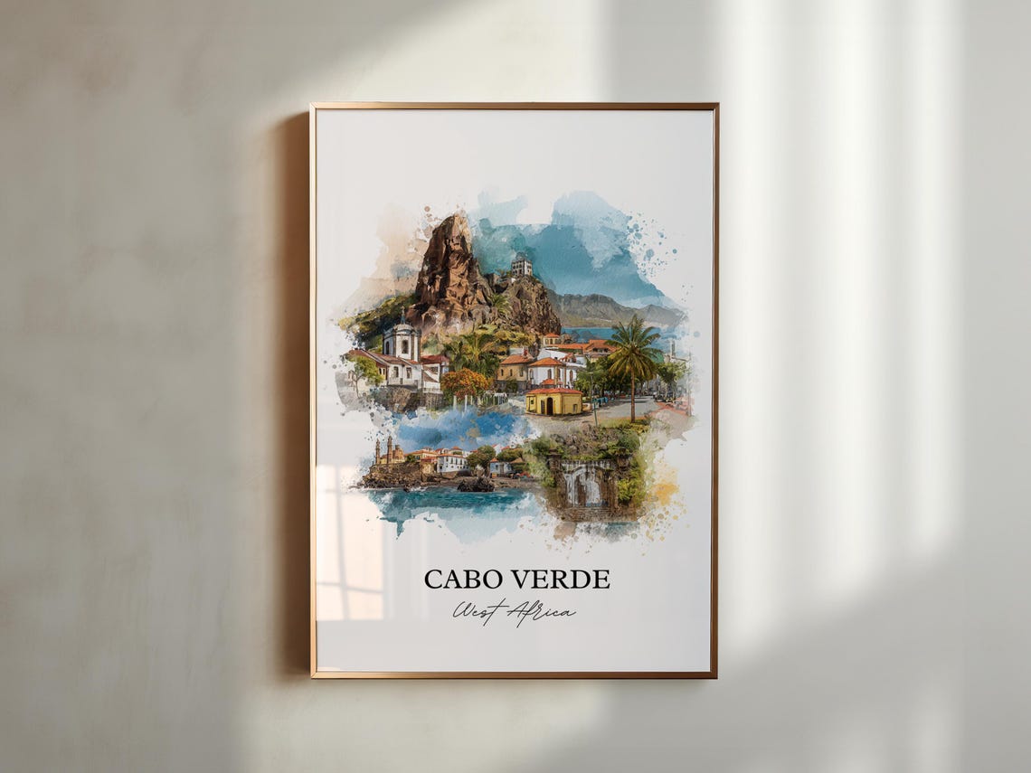 Cabo Verde Wall Art West Africa Print Watercolor Gift Travel Poster Housewarming - Image 5