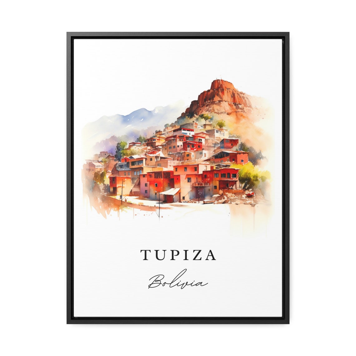 Tupiza Bolivia Red Rock Canyon Desert Town Watercolor Poster - Image 2