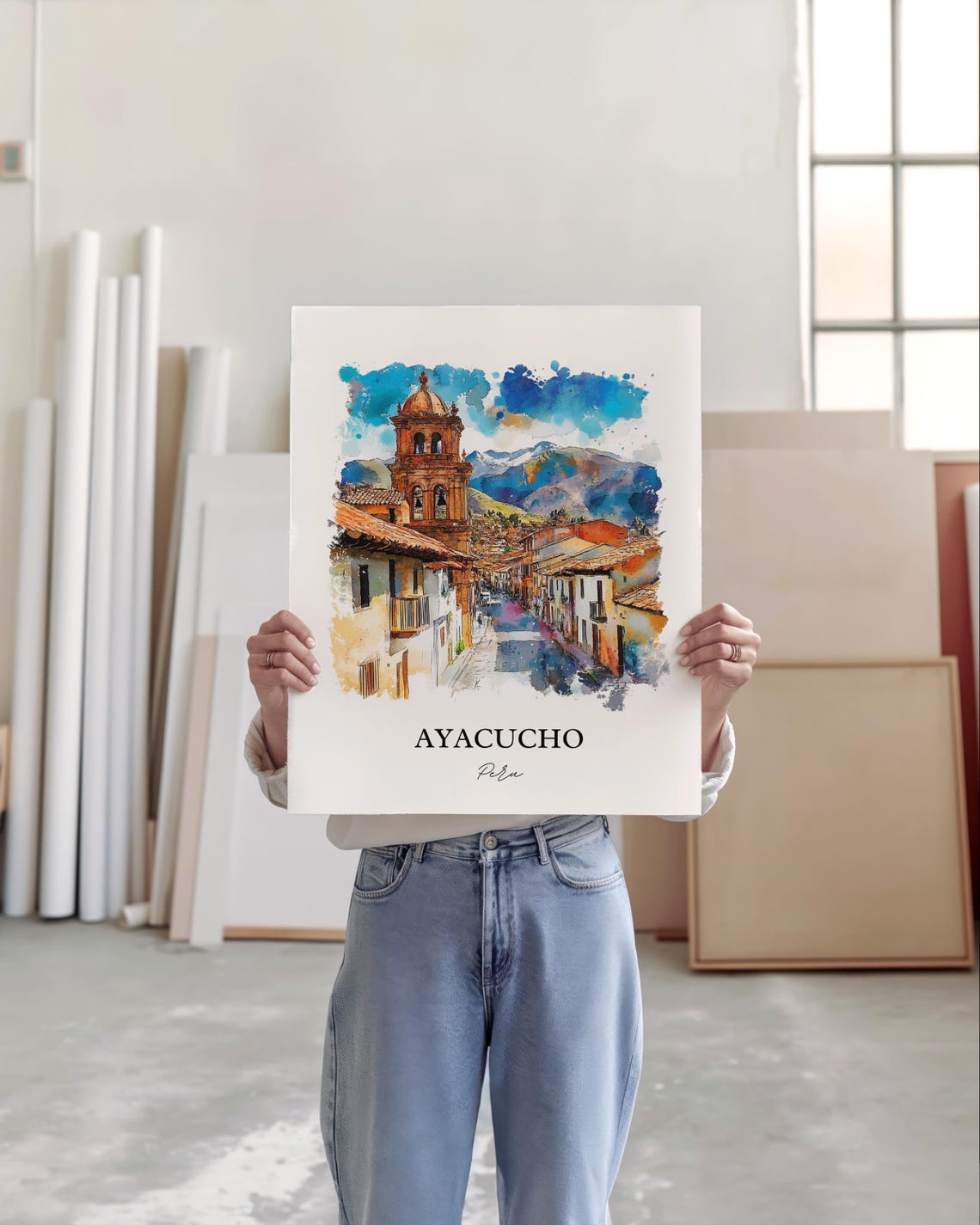 Ayacucho Wall Art Print Peru Watercolor Gift Travel Poster Housewarming - Image 2