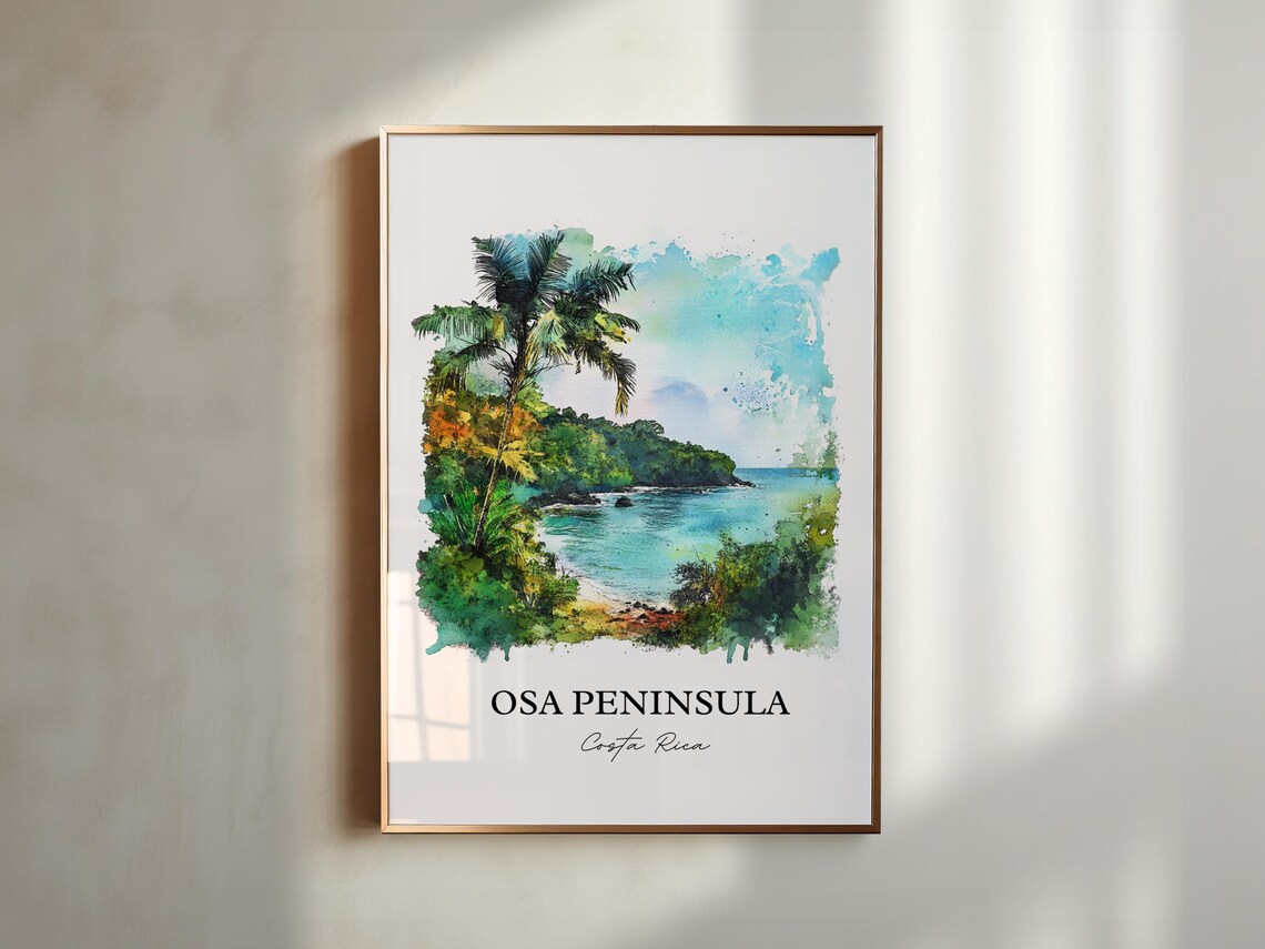 Osa Peninsula Costa Rica Wild Jungle Coast Watercolor Poster - Image 3