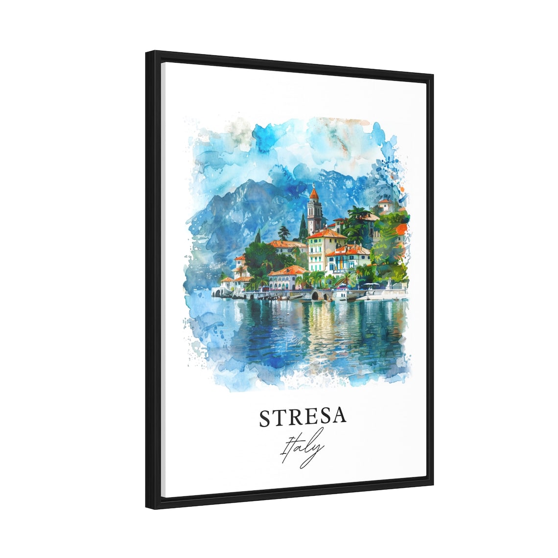 Stresa Italy Lake Maggiore Hillside Town Watercolor Travel Poster - Image 2