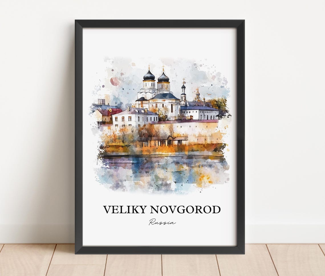 Veliky Novgorod Russia Watercolor Onion Dome Monastery Poster - Image 2