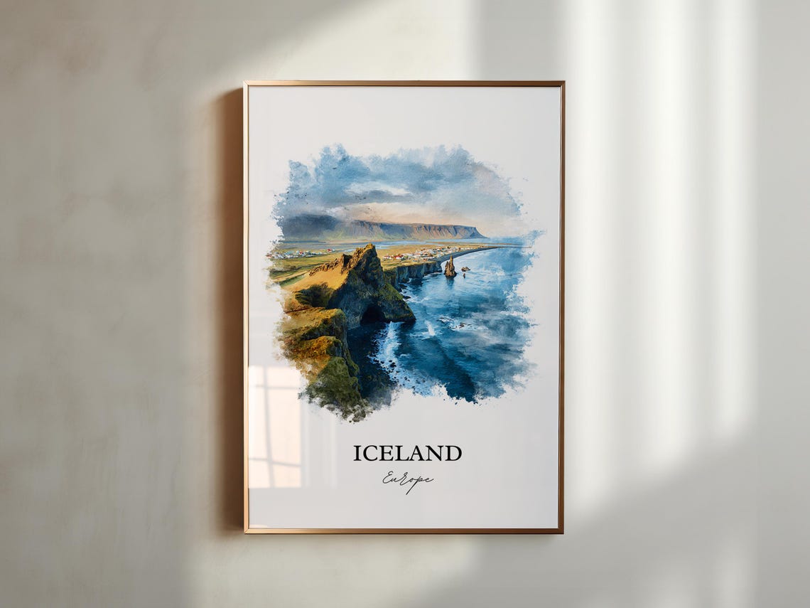 Iceland Watercolor Travel Poster, Art Print - Image 5