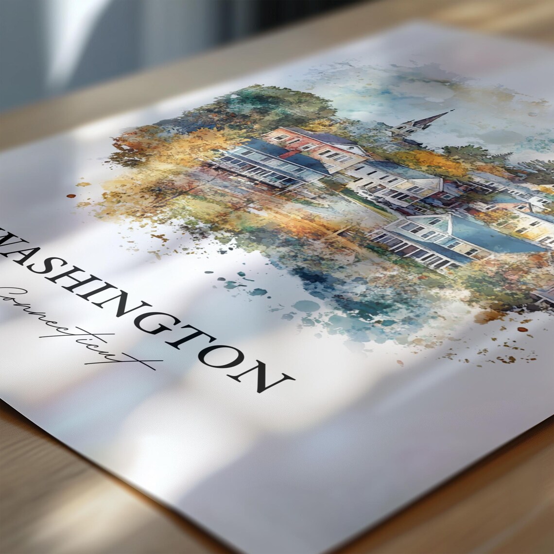Washington Connecticut Village Spire Watercolor Travel Gift Poster - Image 6
