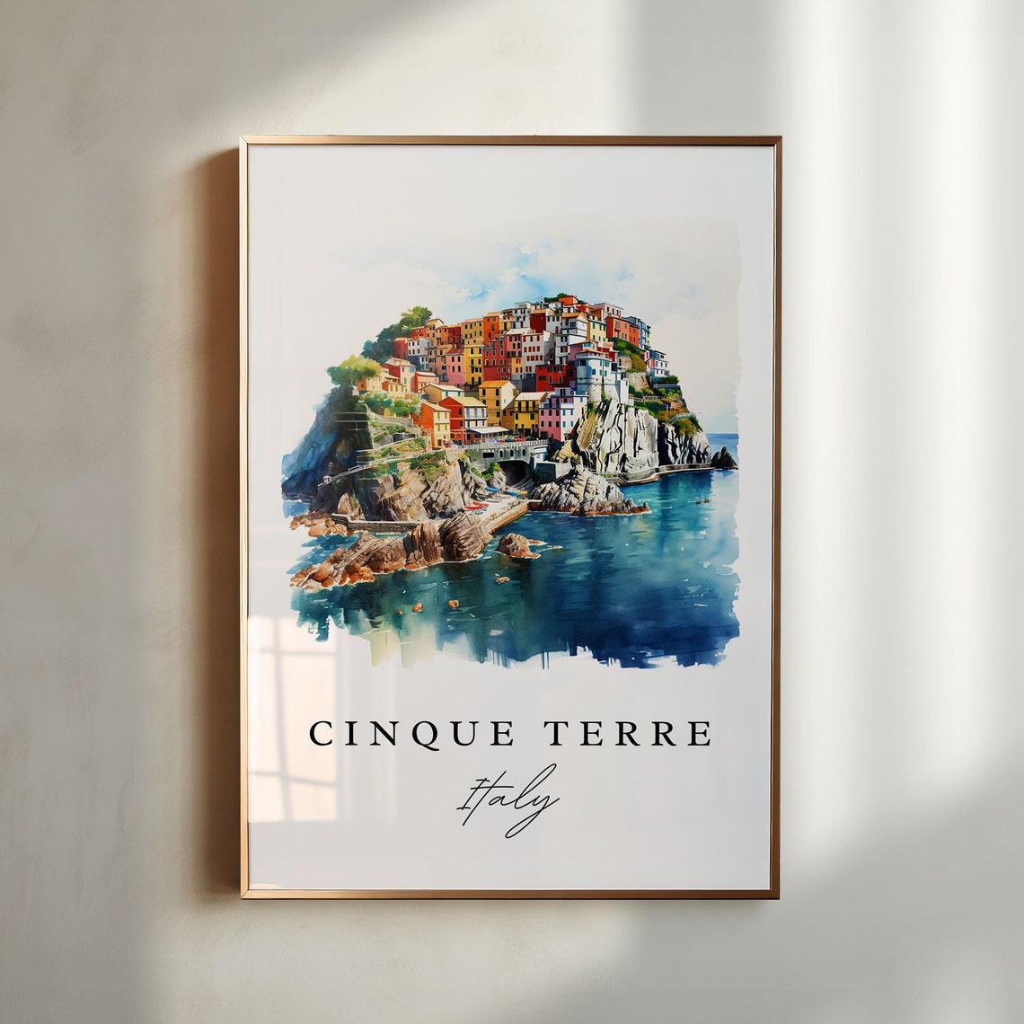 Cinque Terre Italy Travel Poster, Custom Text