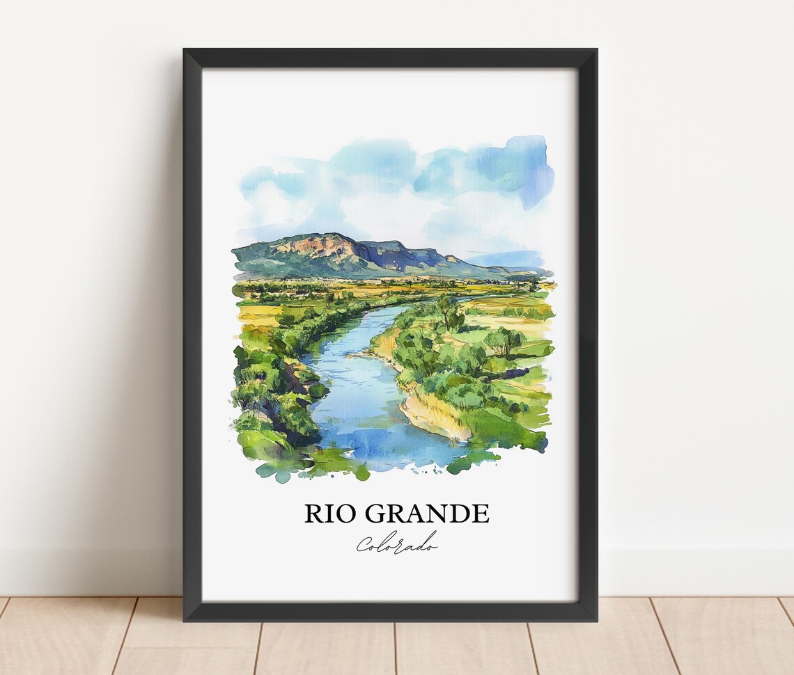 Rio Grande Colorado River Valley Mesa Watercolor Nature Poster - Image 2