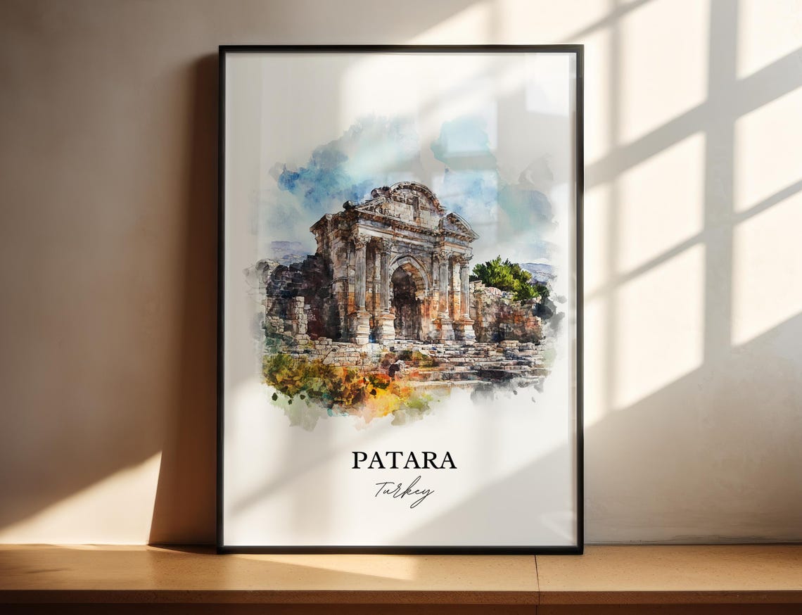 Patara Turkey Watercolor Ancient Stone Arch Ruins Travel Poster
