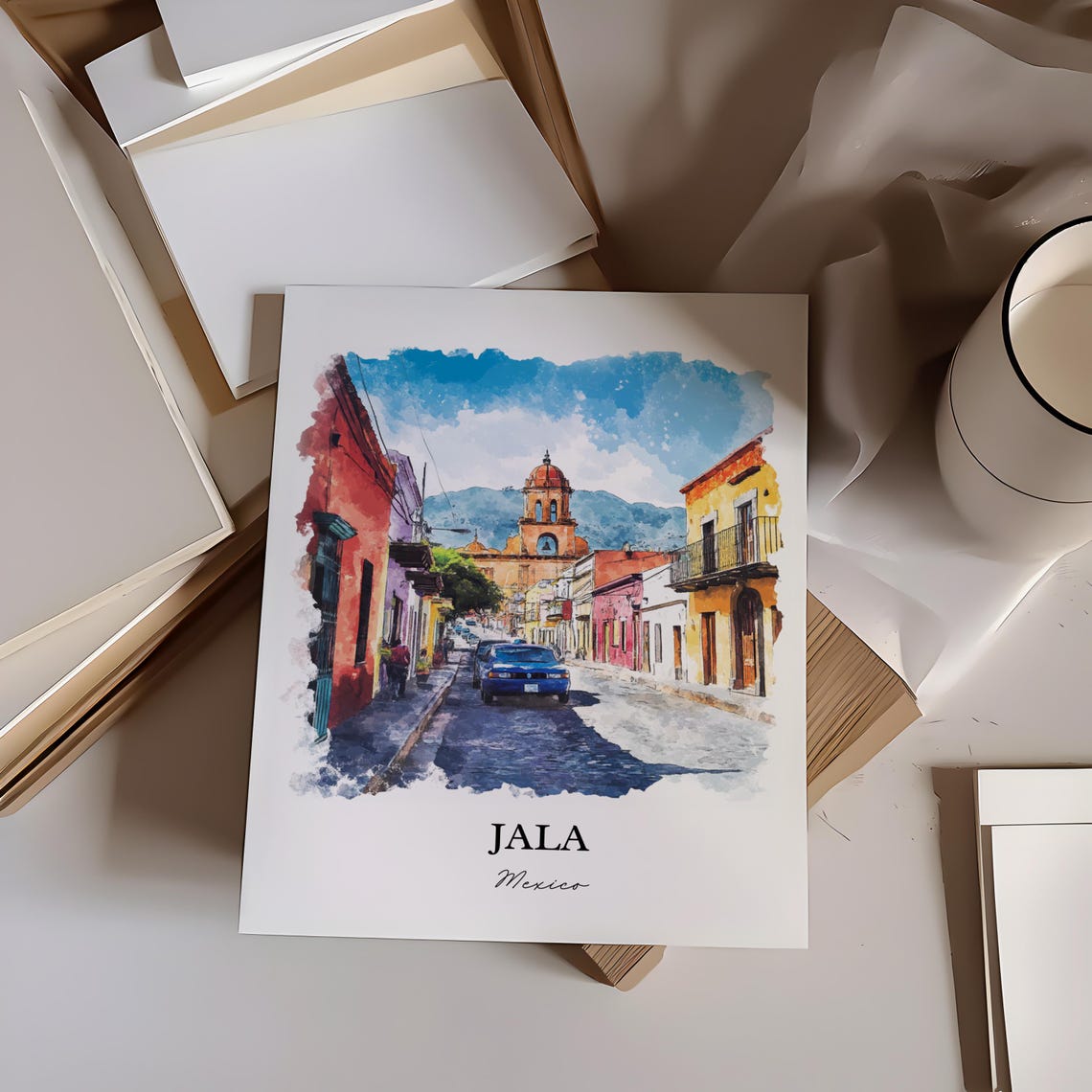 Jala Mexico Wall Art Nayarit Mx Print Watercolor Gift Travel Poster Housewarming - Image 3