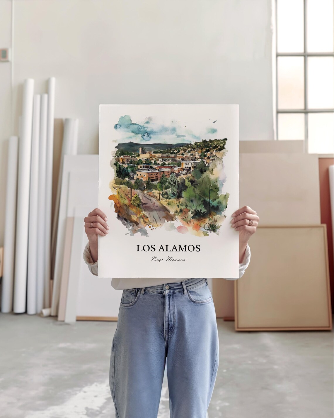 Los Alamos, NM Watercolor Travel Poster Art Print - Image 4