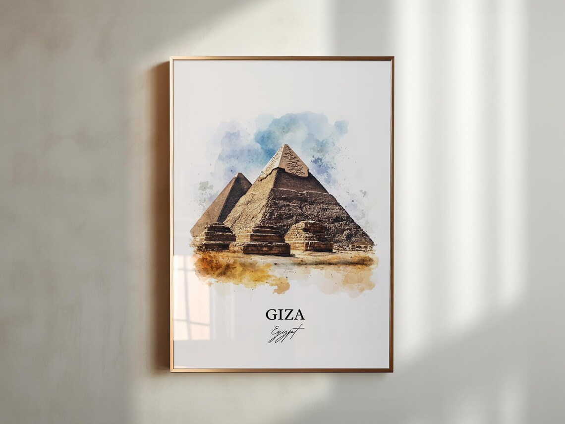 Giza Egypt Watercolor Pyramid Desert Ancient Wonder Art Poster - Image 6