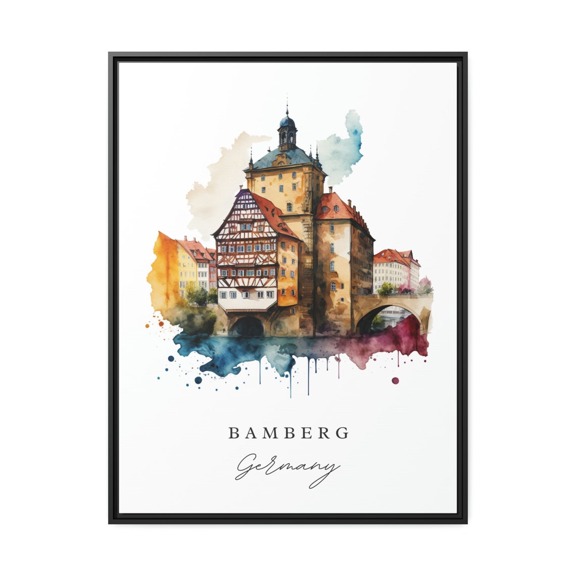 Bamberg Germany Travel Poster, Custom Text - Image 2