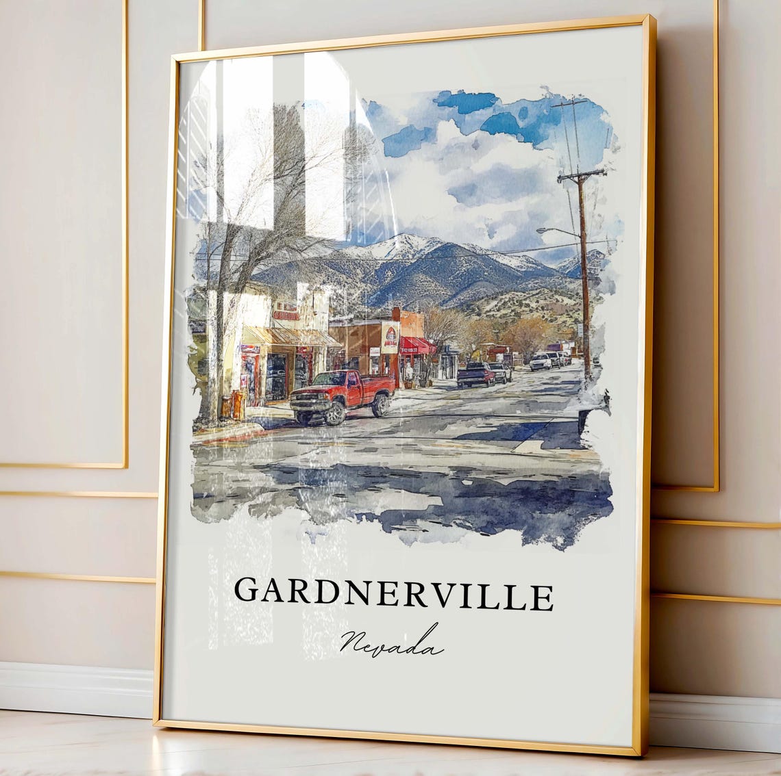 Gardnerville Nevada Western Main Street Snow Capped Sierra View Poster - Image 2