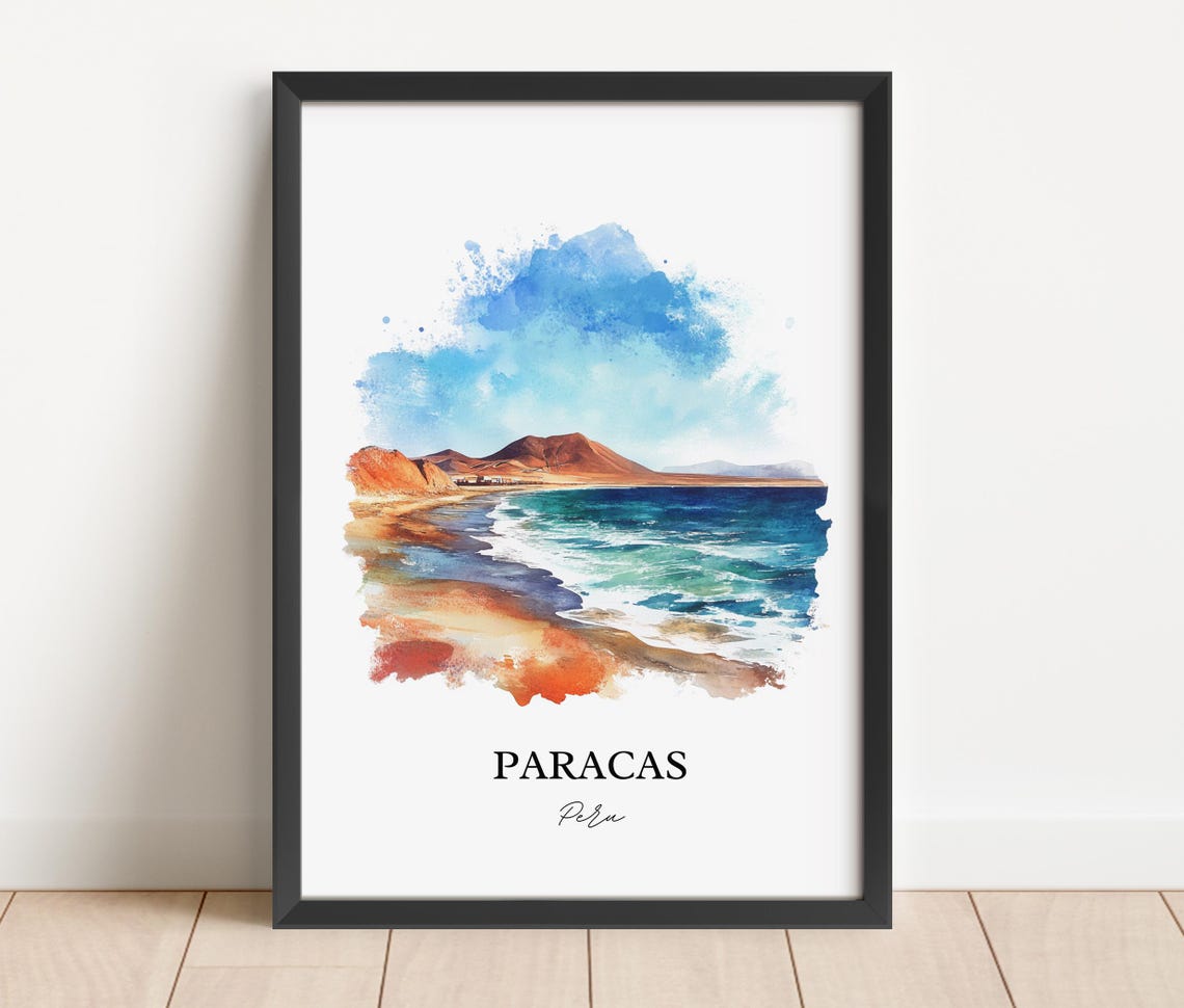 Paracas Peru Wall Art El Chaco Beach Print Watercolor Gift Travel Poster Housewarming - Image 3