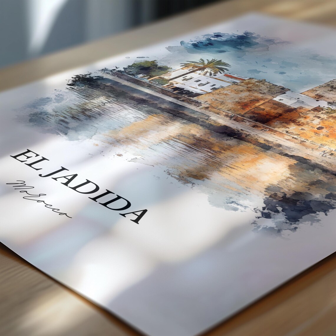 El Jadida Morocco Coastal Citadel Fortress Watercolor Poster - Image 7