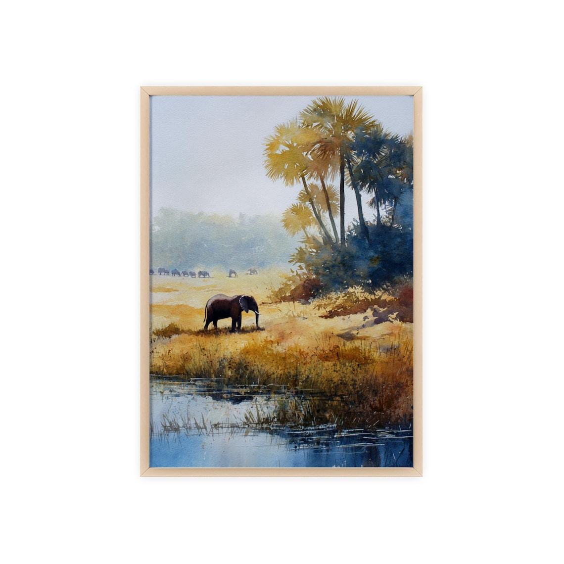 Chobe National Park Elephants Watercolor Safari Botswana Poster