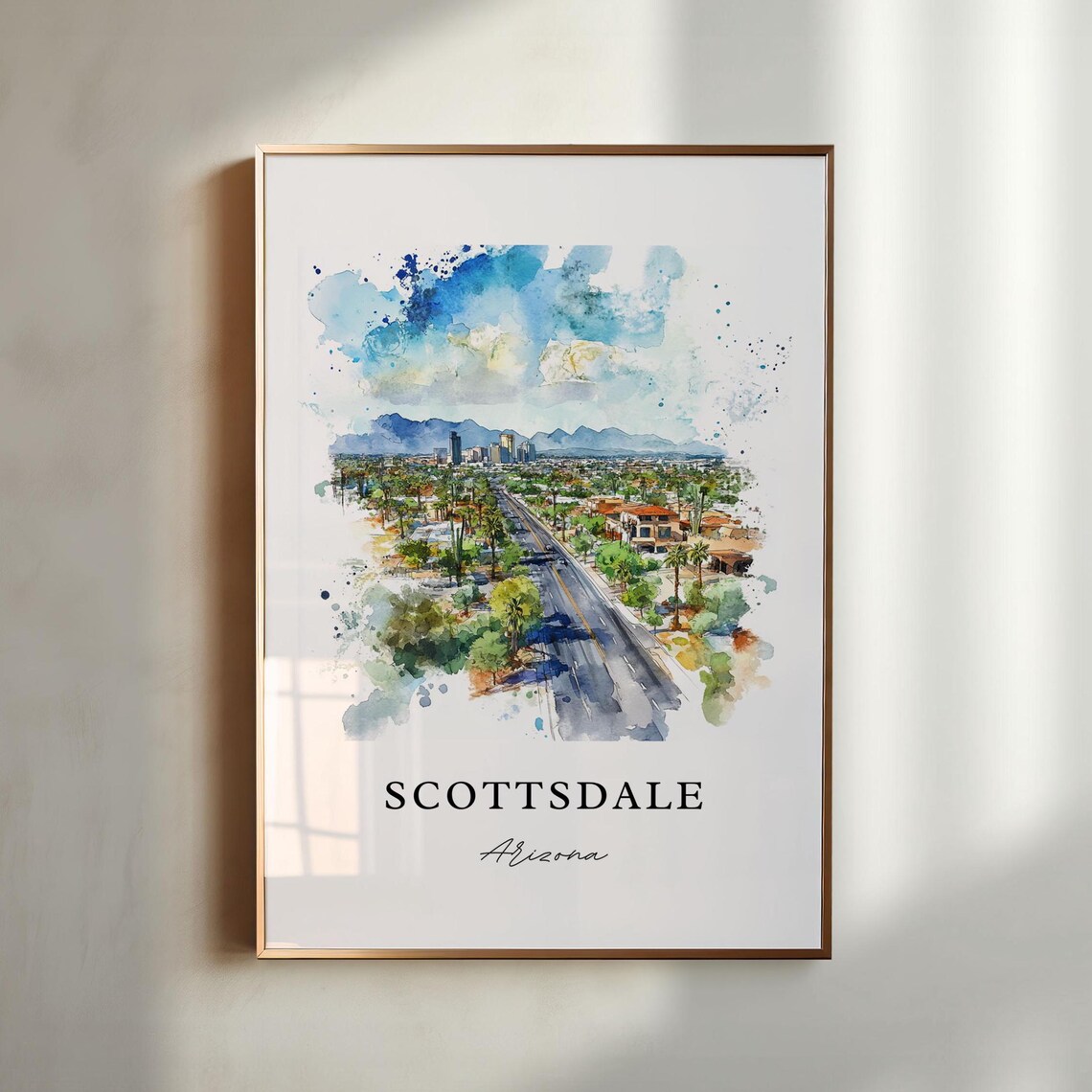 Scottsdale Az Wall Art Scottsdale Print Scottsdale Watercolor Art Scottsdale Arizona Gift Travel Print Travel Poster Housewarming Gift