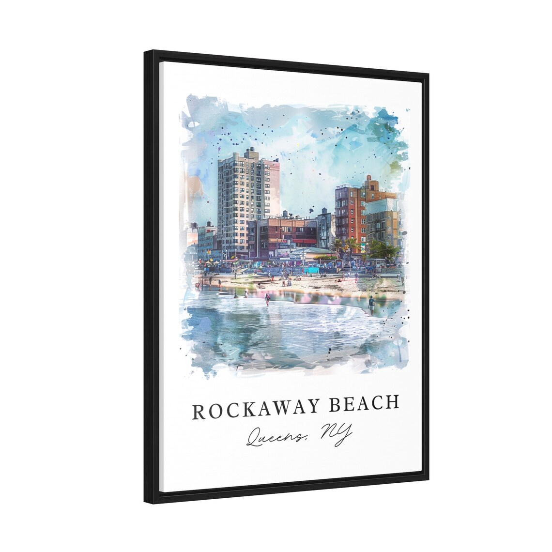 Rockaway Beach Queens New York Boardwalk Watercolor Coastal Art Poster - Image 2