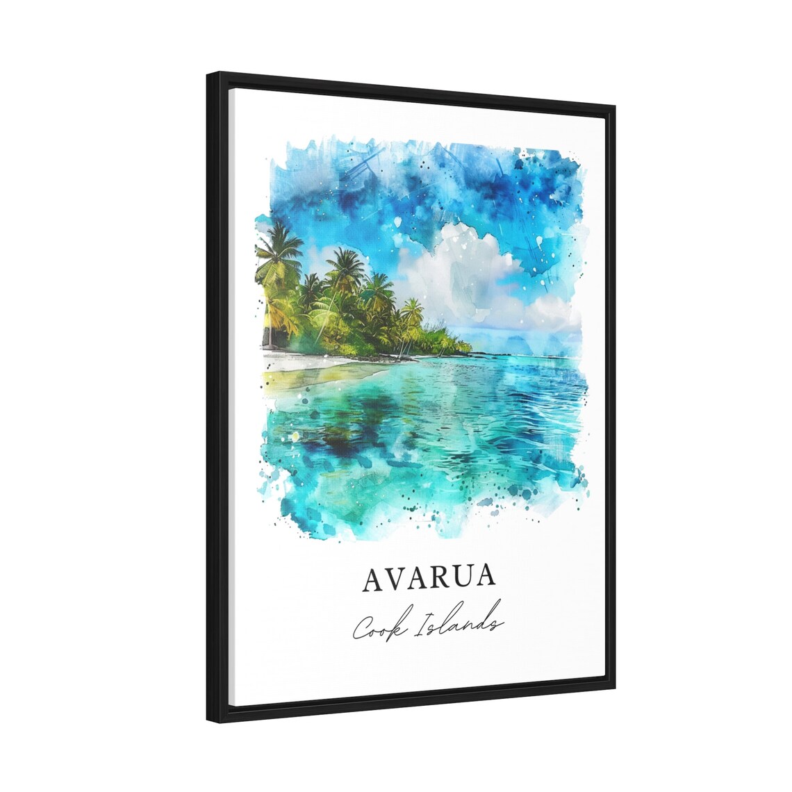 Avarua Cook Islands Turquoise Lagoon Beach Watercolor Travel Print - Image 2