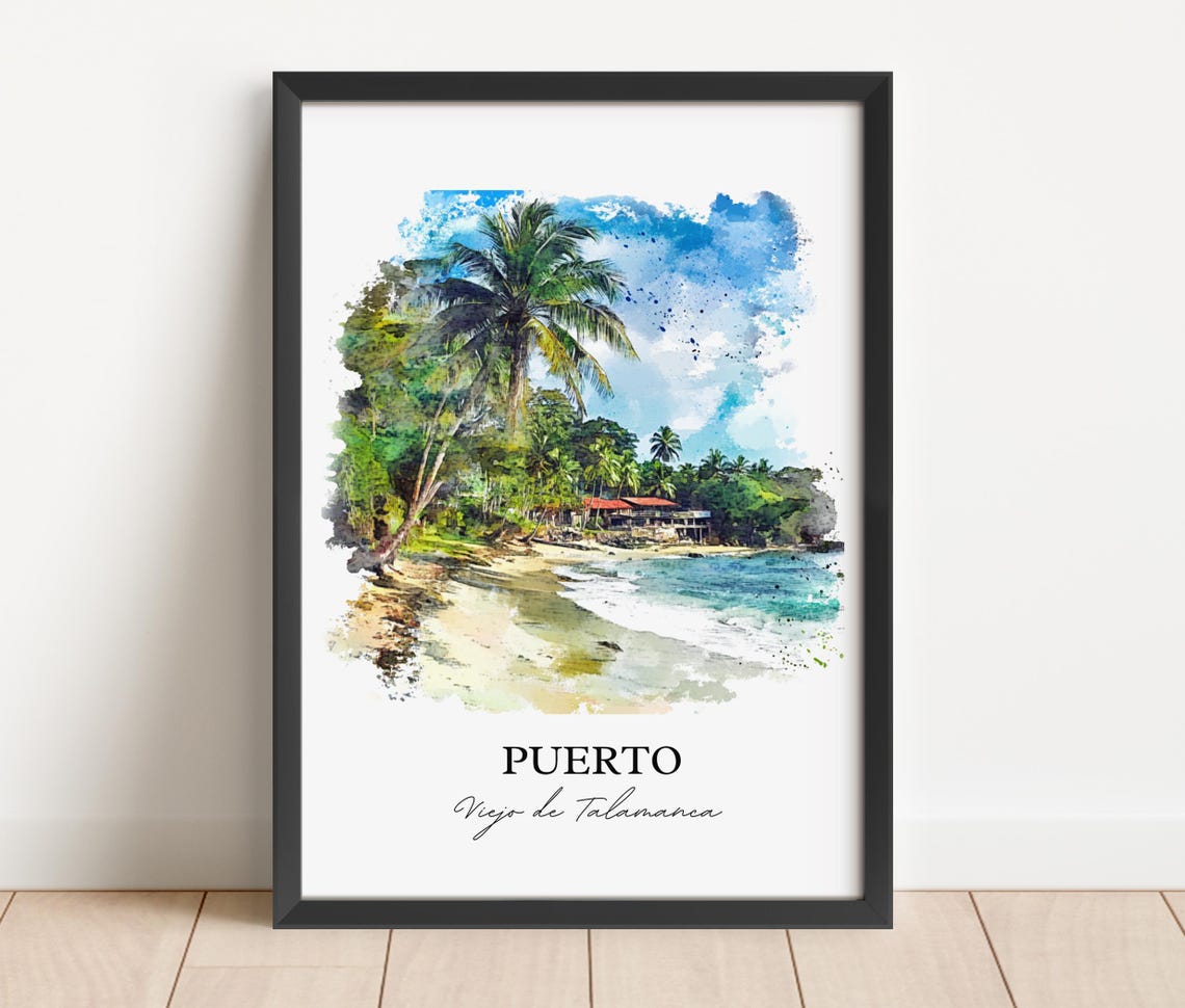 Puerto Viejo de Talamanca Tropical Beach Waves Watercolor Poster - Image 3