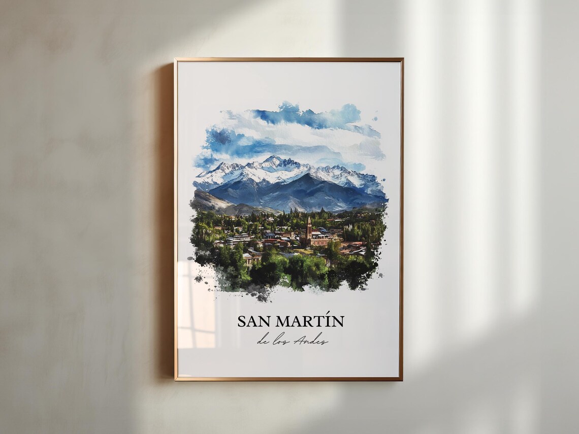 San Martin de los Andes Argentina Watercolor Andean View Poster - Image 5