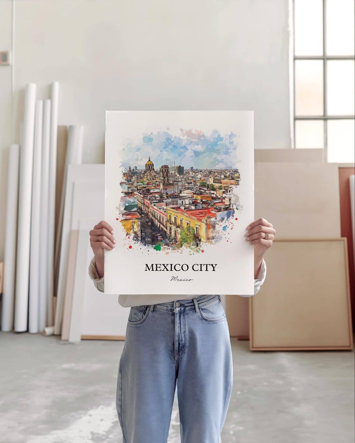 Mexico City Wall Art Print Cdmx Watercolor Gift Travel Poster Housewarming - Image 4