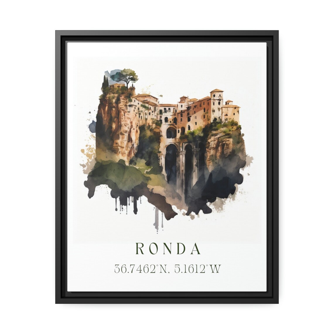 Ronda Spain Historic Cliff Bridge Town Watercolor Travel Poster - Image 2
