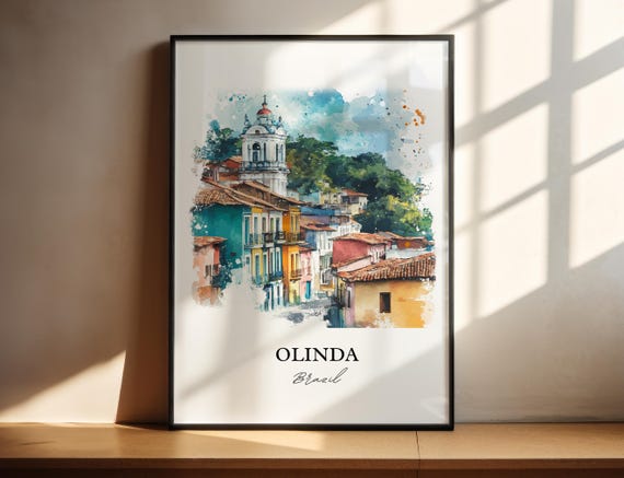 Olinda Brazil Wall Art Recife Print Watercolor Gift Travel Poster Housewarming