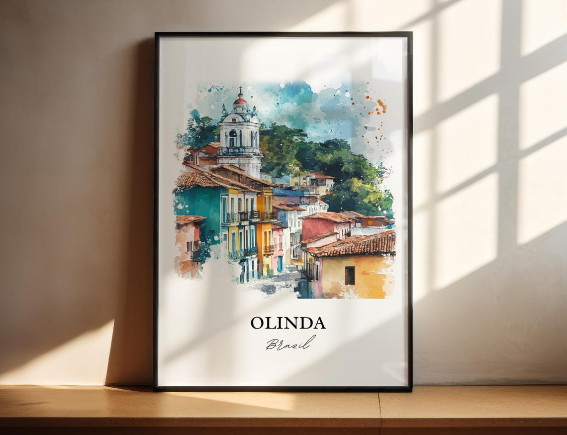 Olinda Brazil Wall Art Recife Print Watercolor Gift Travel Poster Housewarming