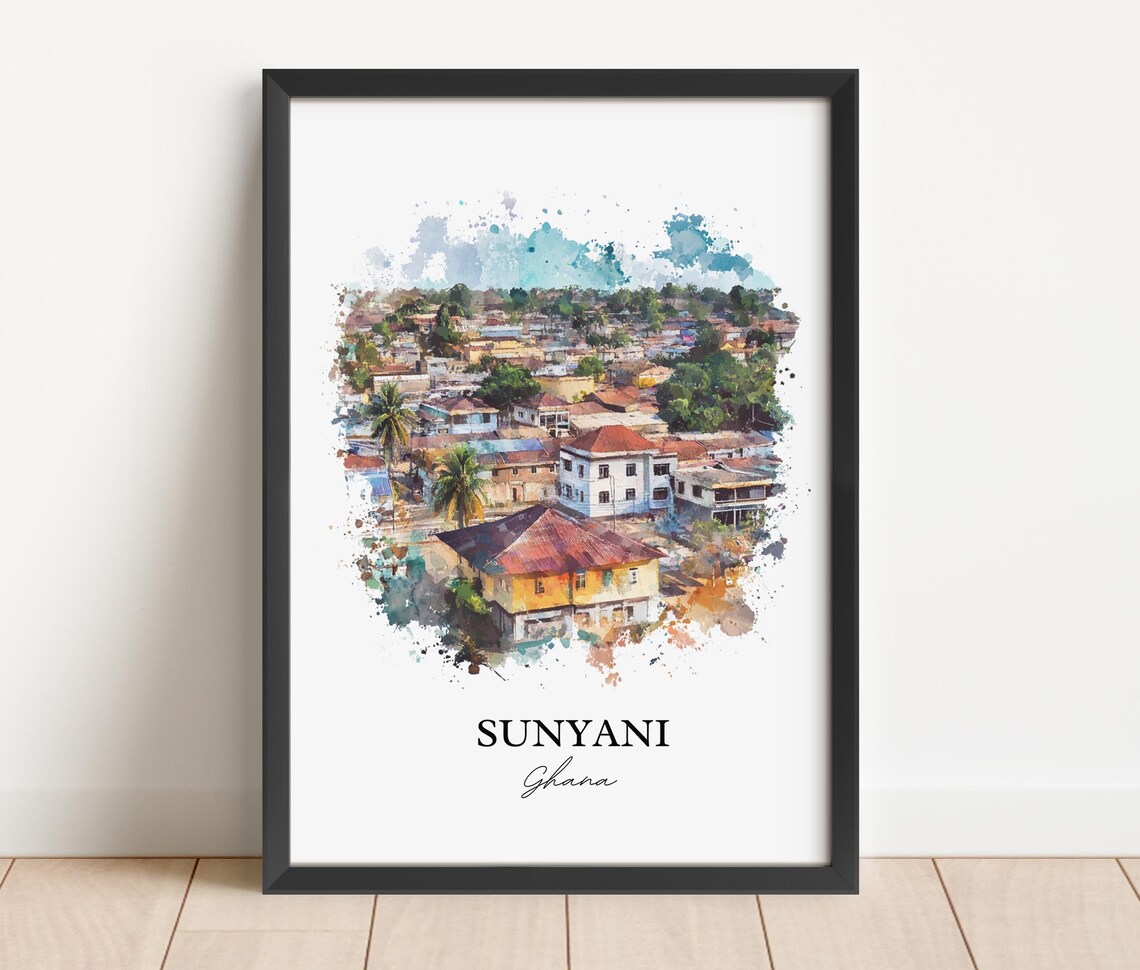 Sunyani Ghana Watercolor Cityscape Travel Souvenir Art Poster - Image 3