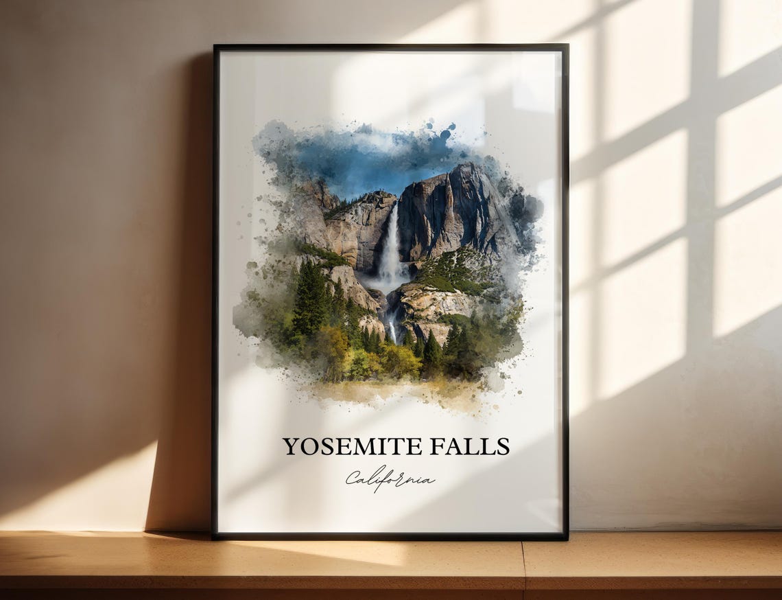 Yosemite Falls California National Park Granite Cliff Waterfall Poster