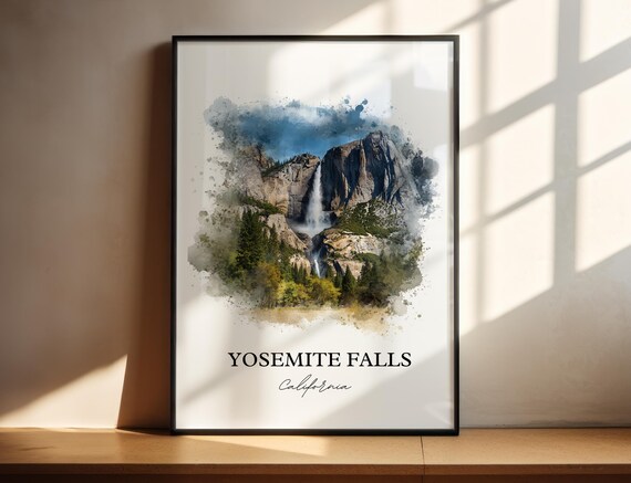 Yosemite Falls California National Park Granite Cliff Waterfall Poster