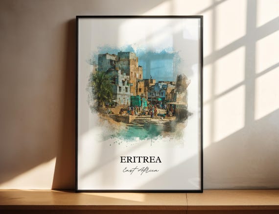 Eritrea Wall Art Print Watercolor Africa Gift Travel Poster Housewarming