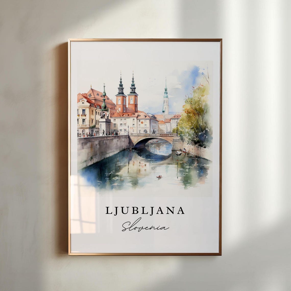 Ljubljana Watercolor Travel Poster, Slovenia Art Print - Image 4