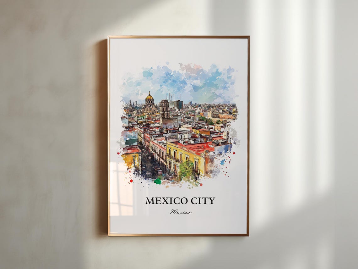 Mexico City Wall Art Print Cdmx Watercolor Gift Travel Poster Housewarming - Image 2